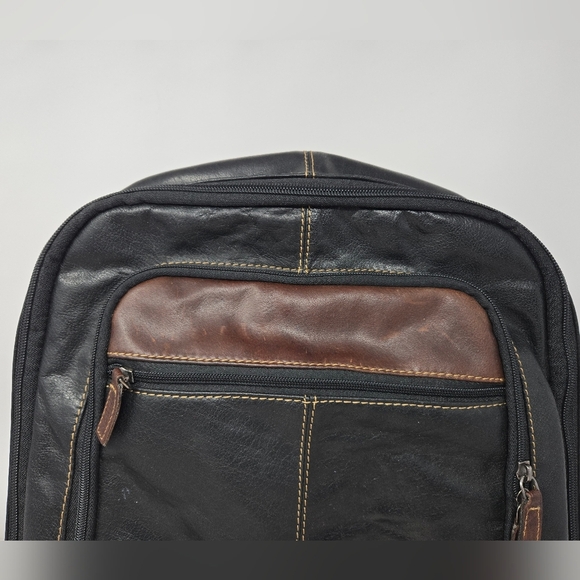 Jack Georges Men Leather Back Pack Black-Brown Hand Stained Buffalo Versatile - Picture 2 of 16